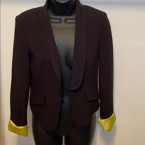 XOXO Cropped Black Blazer Neon Cuffed Sleeves- E28